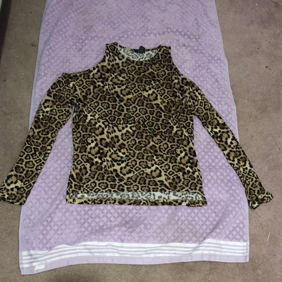 Girls Night Out Warm Felt Sexy Leopard Print Cheetah Long Sleeves thermal Top - Picture 14 of 16